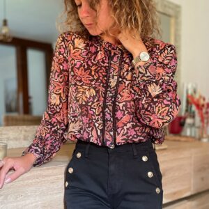 Blouse fleurie noire Elsa