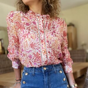 Blouse fleurie beige Elsa