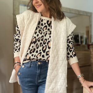 Veste écrue sans manche Sidonie