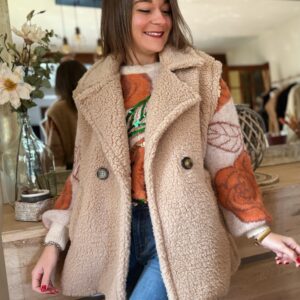 Veste beige sans manche Margot