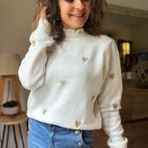 Pull Valentina avec cœurs dorés