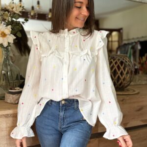 Blouse blanche avec cœurs Nicky