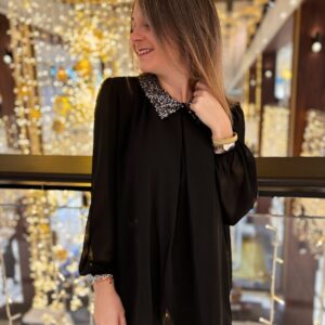 Blouse noire avec col à sequins noir Silvia
