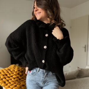 Gilet à froufrou noir Bella