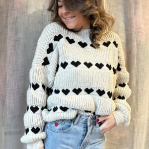 Pull à cœur beige Amor