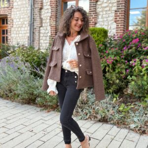 Veste à bouclette chocolat Elie