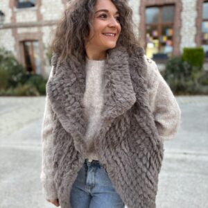 Veste à fourrure sans manche taupe Orlane