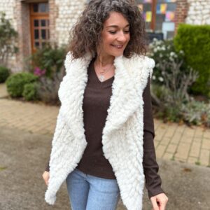 Veste à fourrure sans manche beige Orlane