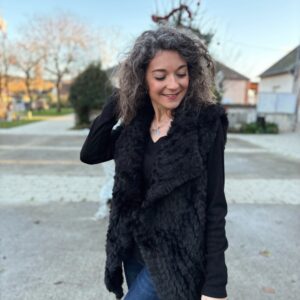 Veste à fourrure sans manche noire Orlane