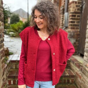 Veste sans manche teddy bordeaux Dorota