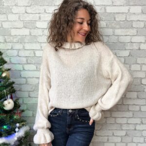 Pull à froufrou beige Basile