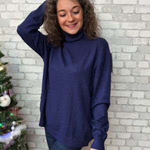 Pull col roulé marine Mathias