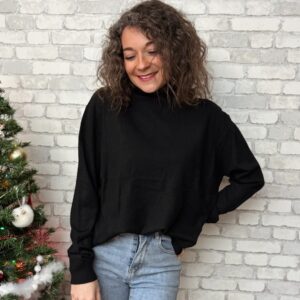 Pull col roulé noir Mathias
