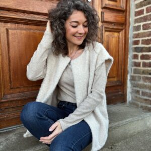 Veste sans manche effet laine bouclée beige Meggy