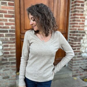 Pull pailleté beige Fred