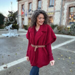 Veste manteau teddy bordeaux Axel