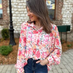 Chemise fleurie fuschia Séréna