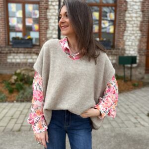 Pull sans manche beige Tom
