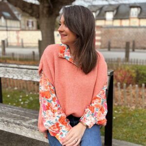 Pull sans manche corail Tom