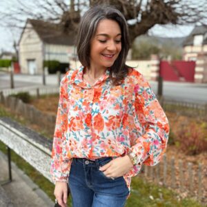 Chemise fleurie orange Séréna