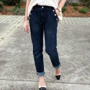 Jean mom bleu foncé Alan