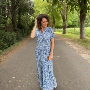 Robe à motif bleu Azélia