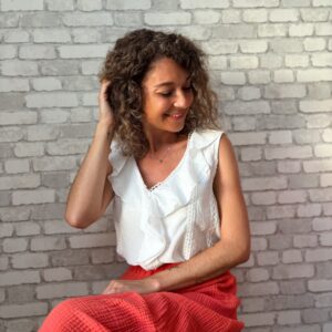 Blouse blanche à volants Violaine