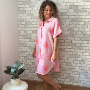 Robe chemise imprimé soleil en gaze de coton Carmen